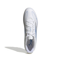 adidas F50 Club Gras / Kunstgras Voetbalschoenen (MG) Wit Blauw Zilver