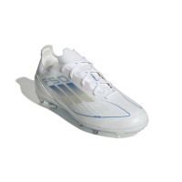 adidas F50 Elite Gras Voetbalschoenen (FG) Kids Wit Blauw Zilver