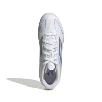 adidas F50 League Gras / Kunstgras Voetbaschoenen (MG) Kids Wit Blauw Zilver
