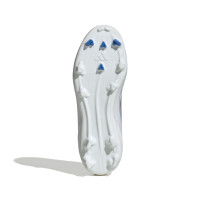 adidas F50 League Gras / Kunstgras Voetbaschoenen (MG) Kids Wit Blauw Zilver