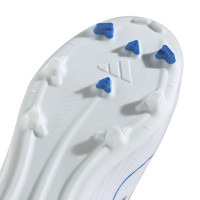 adidas F50 League Gras / Kunstgras Voetbaschoenen (MG) Kids Wit Blauw Zilver