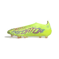 adidas Predator Elite Sans Lacets Gazon Naturel Chaussures de Foot (FG) Néon Jaune Bleu Rose
