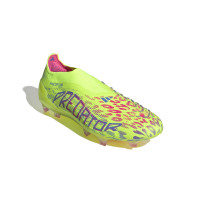 adidas Predator Elite Sans Lacets Gazon Naturel Chaussures de Foot (FG) Néon Jaune Bleu Rose