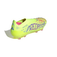 adidas Predator Elite Sans Lacets Gazon Naturel Chaussures de Foot (FG) Néon Jaune Bleu Rose
