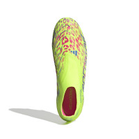adidas Predator Elite Sans Lacets Gazon Naturel Chaussures de Foot (FG) Néon Jaune Bleu Rose