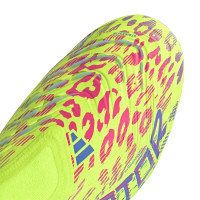 adidas Predator Elite Sans Lacets Gazon Naturel Chaussures de Foot (FG) Néon Jaune Bleu Rose