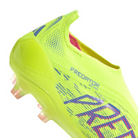 adidas Predator Elite Sans Lacets Gazon Naturel Chaussures de Foot (FG) Néon Jaune Bleu Rose