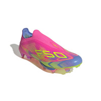 adidas F50+ Gras Voetbalschoenen (FG) Roze Neongeel Blauw