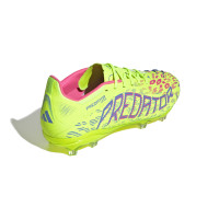 adidas Predator Elite Gazon Naturel Chaussures de Foot (FG) Enfants Néon Jaune Bleu Rose