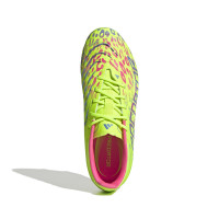 adidas Predator Elite Gazon Naturel Chaussures de Foot (FG) Enfants Néon Jaune Bleu Rose