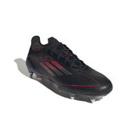 adidas F50 Elite Crampons Vissés Chaussures de Foot (SG) Noir Rouge Argenté