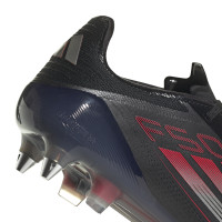 adidas F50 Elite Crampons Vissés Chaussures de Foot (SG) Noir Rouge Argenté