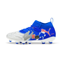 PUMA Future 8 Match Forever Gras / Kunstgras Voetbalschoenen (MG) Kids Wit Blauw Oranje