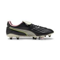 PUMA King Top X Mundial Gazon Naturel Artificiel Chaussures de Foot (MG) Noir Blanc Rose Vert