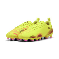PUMA Future 8 Play Gazon Naturel Artificiel Chaussures de Foot (MG) Enfants Jaune Noir Rose