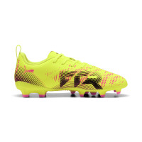 PUMA Future 8 Play Gazon Naturel Artificiel Chaussures de Foot (MG) Enfants Jaune Noir Rose