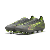 PUMA Ultra 5 Pro Gazon Naturel Chaussures de Foot (FG) Gris Foncé Jaune Rose