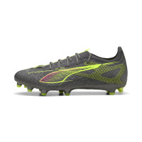 PUMA Ultra 5 Pro Gazon Naturel Chaussures de Foot (FG) Gris Foncé Jaune Rose