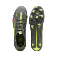 PUMA Ultra 5 Pro Gazon Naturel Chaussures de Foot (FG) Gris Foncé Jaune Rose