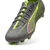 PUMA Ultra 5 Pro Gazon Naturel Chaussures de Foot (FG) Gris Foncé Jaune Rose