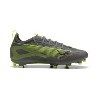 PUMA Ultra 5 Pro Gazon Naturel Chaussures de Foot (FG) Enfants Gris Foncé Jaune Rose