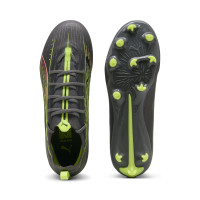 PUMA Ultra 5 Pro Gazon Naturel Chaussures de Foot (FG) Enfants Gris Foncé Jaune Rose