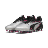 PUMA King Ultimate Gras / Kunstgras Voetbalschoenen (MG) Zilver Zwart Roze