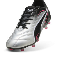 PUMA King Pro Gras / Kunstgras Voetbalschoenen (MG) Zilver Zwart Roze