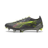 PUMA Ultra 5 Ultimate Crampons Vissés Chaussures de Foot (SG) Gris Foncé Jaune Rose