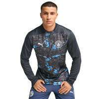 PUMA Manchester City Pre-Match Haut d'Entraînement 1/4-Zip 2024-2025 Gris Foncé Bleu Clair Blanc