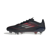 adidas F50 Elite Crampons Vissés Chaussures de Foot (SG) Noir Rouge Argenté