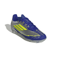 adidas F50 Messi League Gras / Kunstgras Voetbalschoenen (MG) Kids Zilver Donkerblauw Geel
