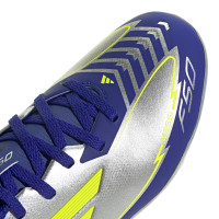 adidas F50 Messi League Gras / Kunstgras Voetbalschoenen (MG) Kids Zilver Donkerblauw Geel