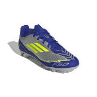 adidas F50 Messi Club Gras / Kunstgras Voetbalschoenen (MG) Kids Zilver Donkerblauw Geel