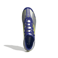 adidas F50 Messi Pro Gazon Naturel Chaussures de Foot (FG) Argenté Bleu Foncé Jaune