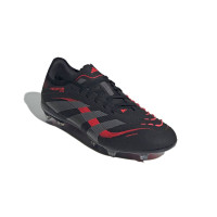 adidas Predator Pro Gazon Naturel Chaussures de Foot (FG) Noir Gris Rouge