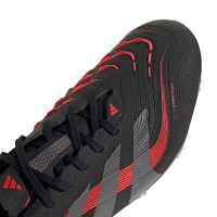 adidas Predator Pro Gazon Naturel Chaussures de Foot (FG) Noir Gris Rouge