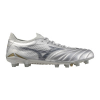 Mizuno Morelia Neo IV Beta Elite Gazon Naturel Chaussures de Foot (FG) Argenté Gris Doré