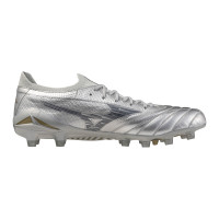 Mizuno Morelia Neo IV Beta Elite Gazon Naturel Chaussures de Foot (FG) Argenté Gris Doré