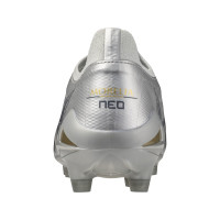 Mizuno Morelia Neo IV Beta Elite Gazon Naturel Chaussures de Foot (FG) Argenté Gris Doré