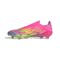 adidas F50 Elite Veterloze Gras Voetbalschoenen (FG) Roze Neongeel Blauw