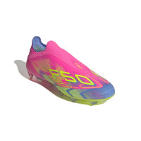 adidas F50 Elite Veterloze Gras Voetbalschoenen (FG) Roze Neongeel Blauw