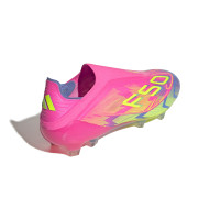 adidas F50 Elite Veterloze Gras Voetbalschoenen (FG) Roze Neongeel Blauw