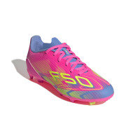 adidas F50 League Gras / Kunstgras Voetbalschoenen (MG) Kids Roze Neongeel Blauw