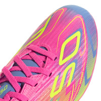 adidas F50 League Gras / Kunstgras Voetbalschoenen (MG) Kids Roze Neongeel Blauw