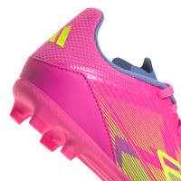 adidas F50 League Gras / Kunstgras Voetbalschoenen (MG) Kids Roze Neongeel Blauw