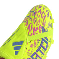 adidas Predator League FT Gras Voetbalschoenen (FG) Kids Neongeel Blauw Roze