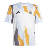 adidas Real Madrid Pre-Match Maillot d'Entraînement 2024-2025 Enfants Blanc Orange Bleu