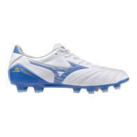 Mizuno Morelia Neo IV Pro Gazon Naturel Chaussures de Foot (FG) Blanc Bleu