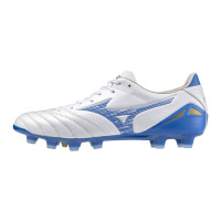 Mizuno Morelia Neo IV Pro Gazon Naturel Chaussures de Foot (FG) Blanc Bleu